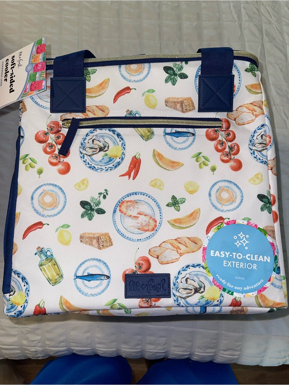 fit + fresh Floral & Food Print Soft-Sided Cooler - Navy Trim